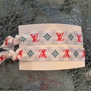 2 Flat upcycled hair elastic ties perfect -sporty to dress up!